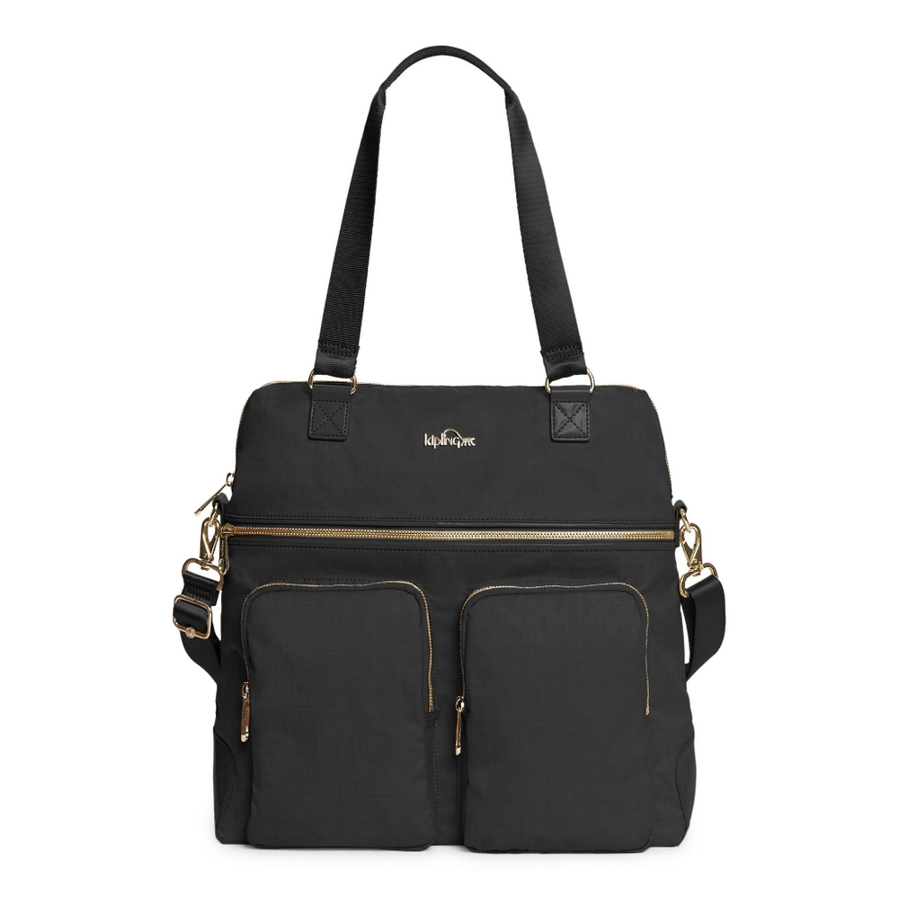 Kipling Camryn Black Backpack/ Oversized Laptop Bag with gold hardware